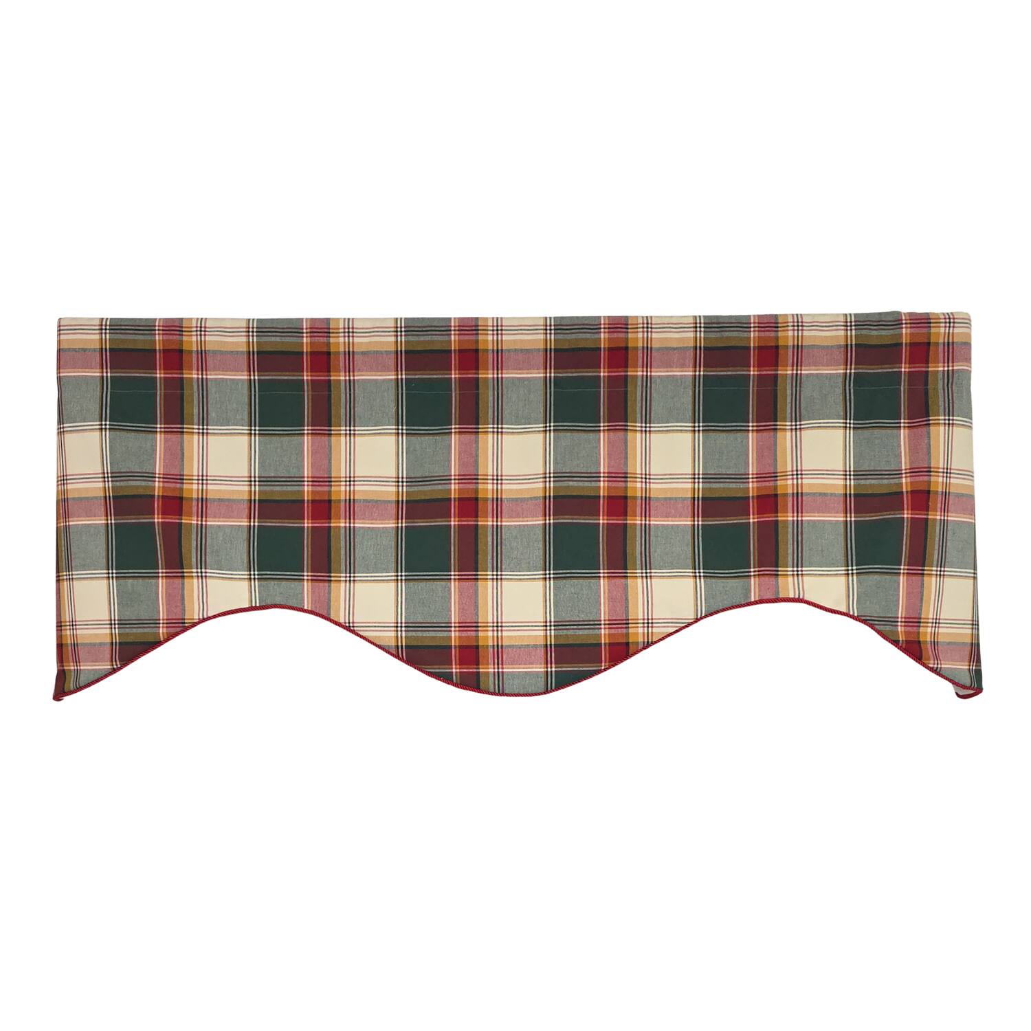 Left. RLF Home - RLF Home Cabin Plaid Cornice Window Valance 100% Cotton Lined Rod Pocket 50" x 17" Multi - Multi.