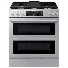 Samsung - Bespoke Smart Slide-In Gas Range 6.3 cu. ft. with Flex Duo Oven and Dual True Convection in Stainless Steel - Stainless Steel
