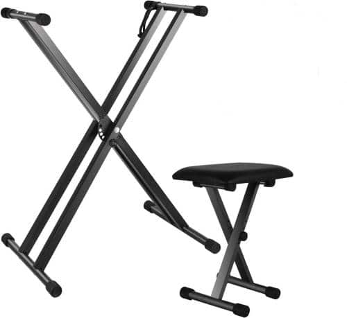 Winado - Keyboard Stand and Bench Set: Heavy Duty Double-X Keyboard Stand for 61 88 Keys