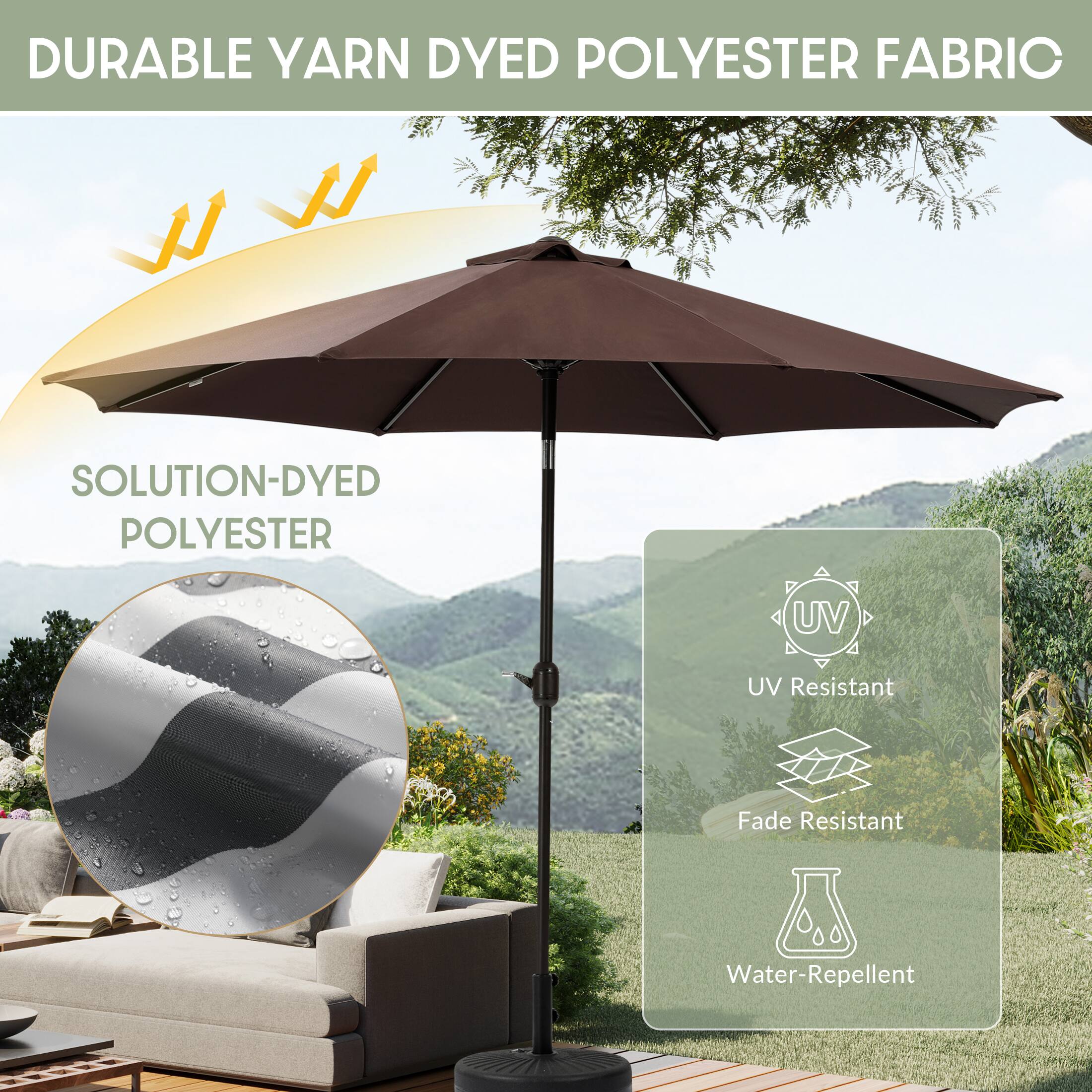 DURABLE YARN DYED POLYESTER FABRIC  
SOLUTION-DYED POLYESTER  
UV Resistant  
Fade Resistant  
Water-Repellent