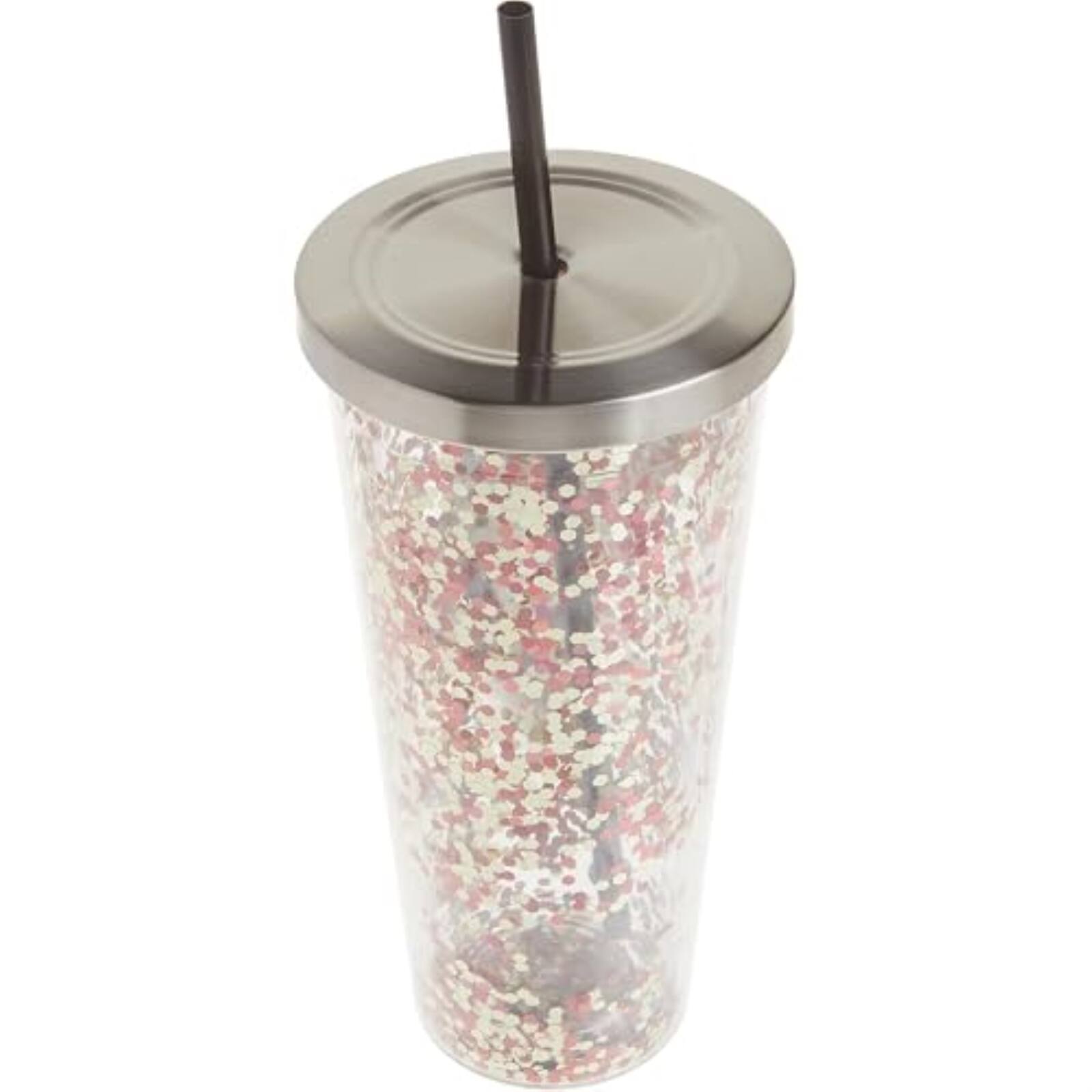Alt View 1. Spoontiques - Spoontiques Elvis Presley Double Walled Acrylic Tumbler Glitter Cup with Straw 20 ounce - Multicolor.