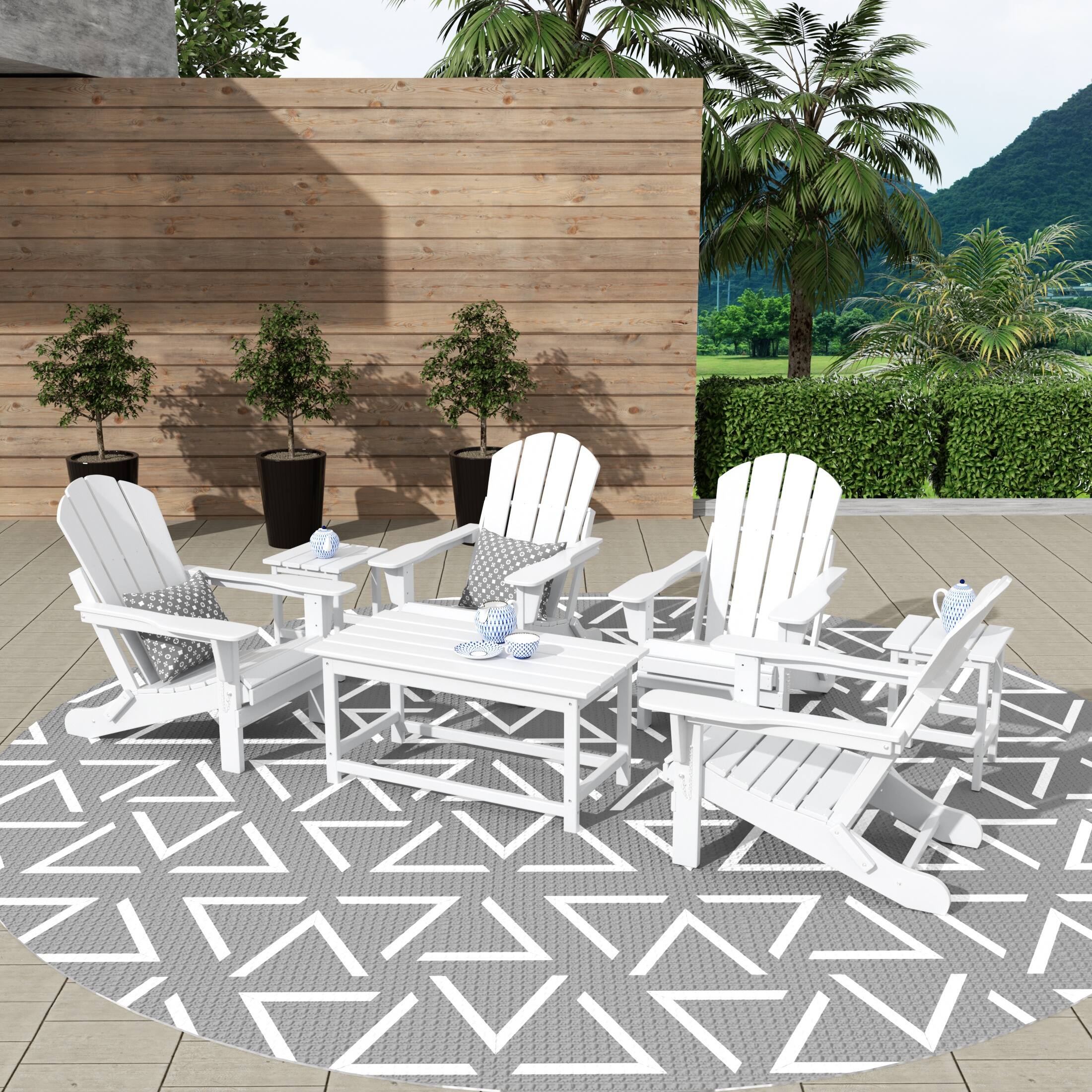 Angle. WestinTrends - WestinTrends Malibu 3-Piece set outdoor Coffee and Side table for Adirondack chair - White.