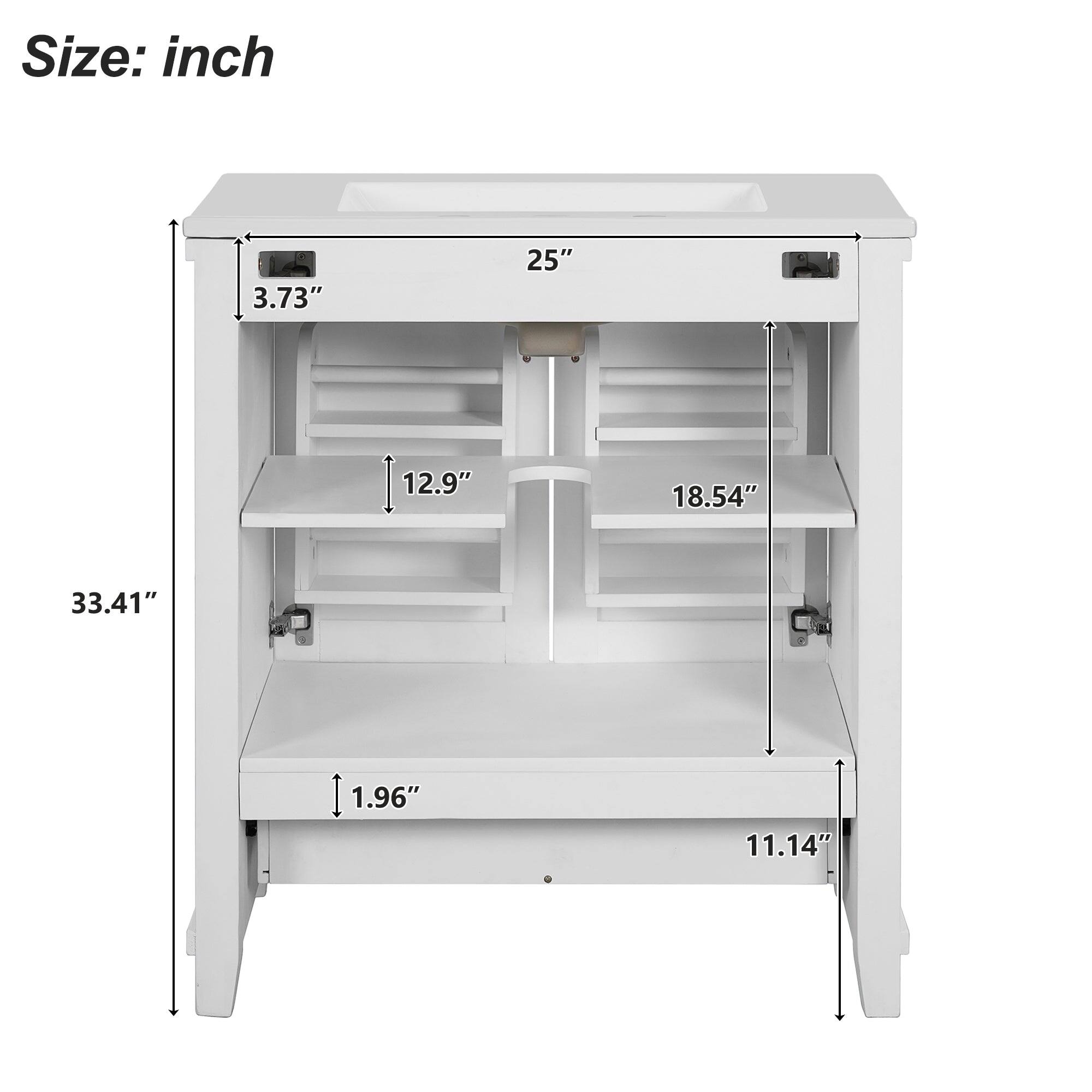 Size: inch

- 3.73"
- 25"
- 12.9"
- 18.54"
- 33.41"
- 1.96"
- 11.14"