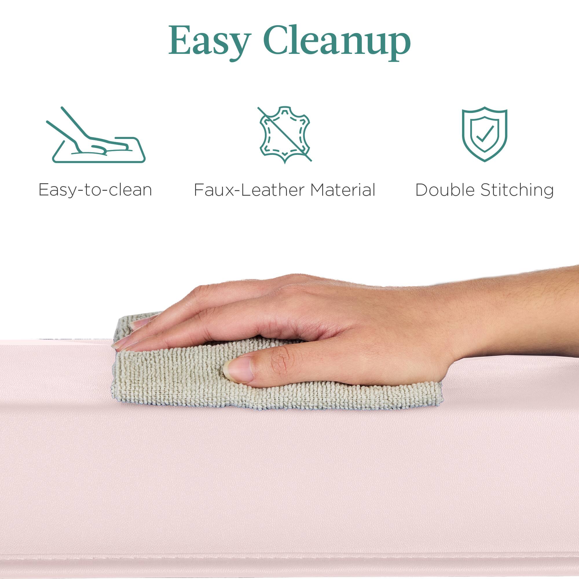 Easy Cleanup: Easy-to-clean Faux-Leather Material, Double Stitching