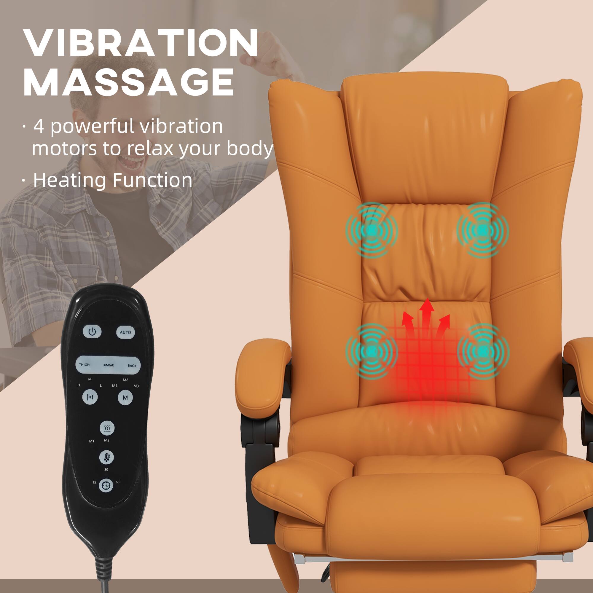 VIBRATION MASSAGE  
- 4 powerful vibration motors to relax your body  
- Heating Function  

AUTO
