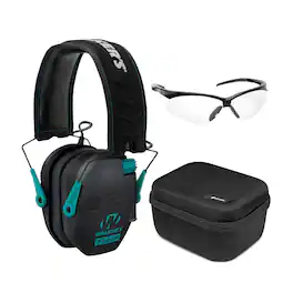 Walker’s - Walkers Razor Slim Electronic Muff (Black and Teal) with Glasses and Hard Case - Black/Teal
