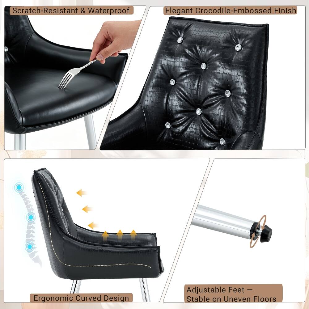 Scratch-Resistant & Waterproof  
Elegant Crocodile-Embossed Finish  
Ergonomic Curved Design  
Adjustable Feet – Stable on Uneven Floors