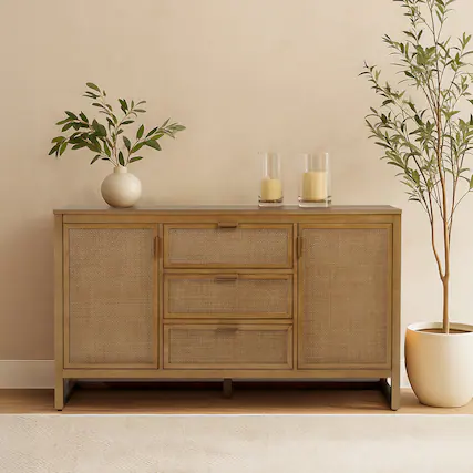 Front. Teamson Home - Teamson Home Hatteras Sideboard with 3 Drawers and 2 Doors, Natural - Natural.