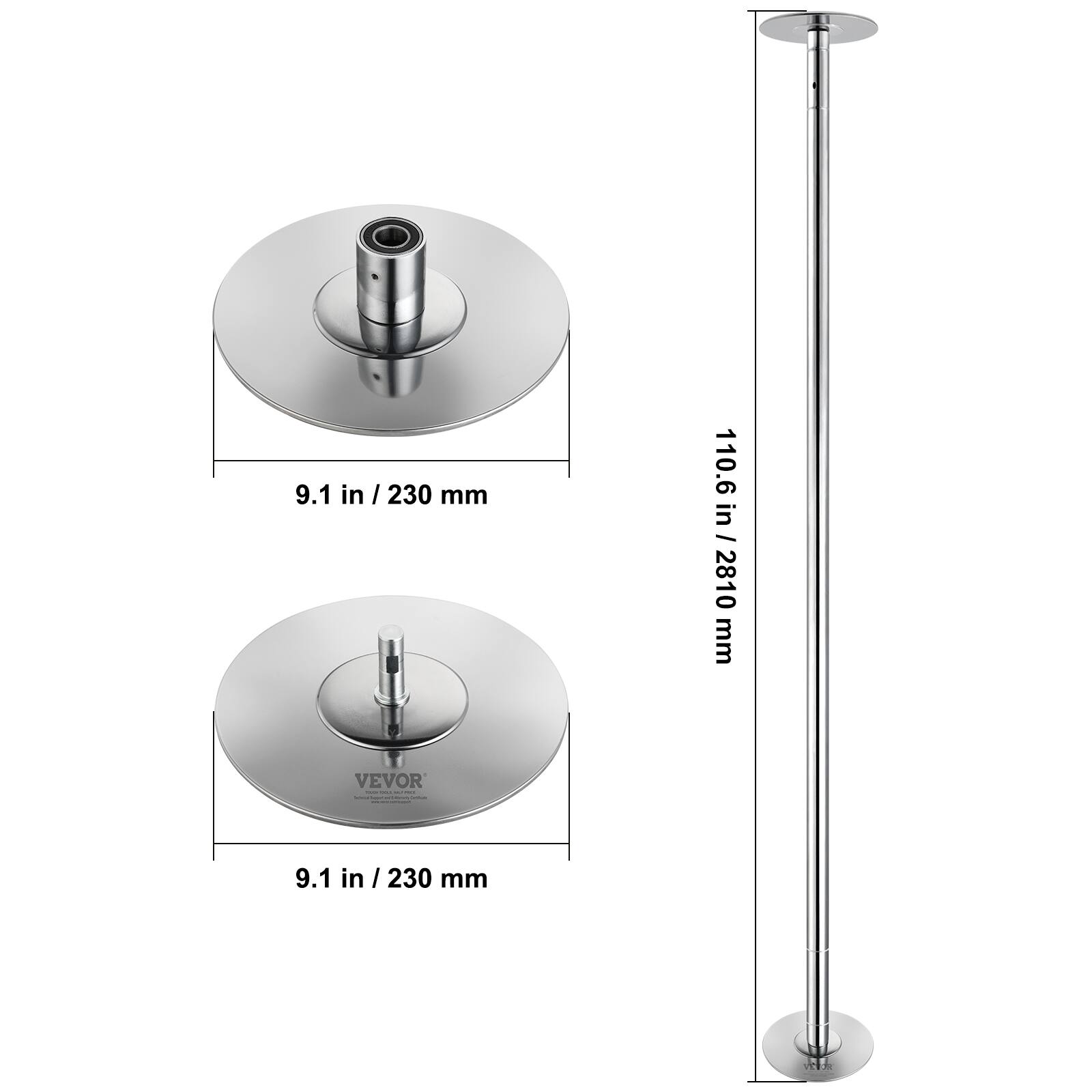 9.1 in / 230 mm  
110.6 in / 2810 mm  
VEVOR