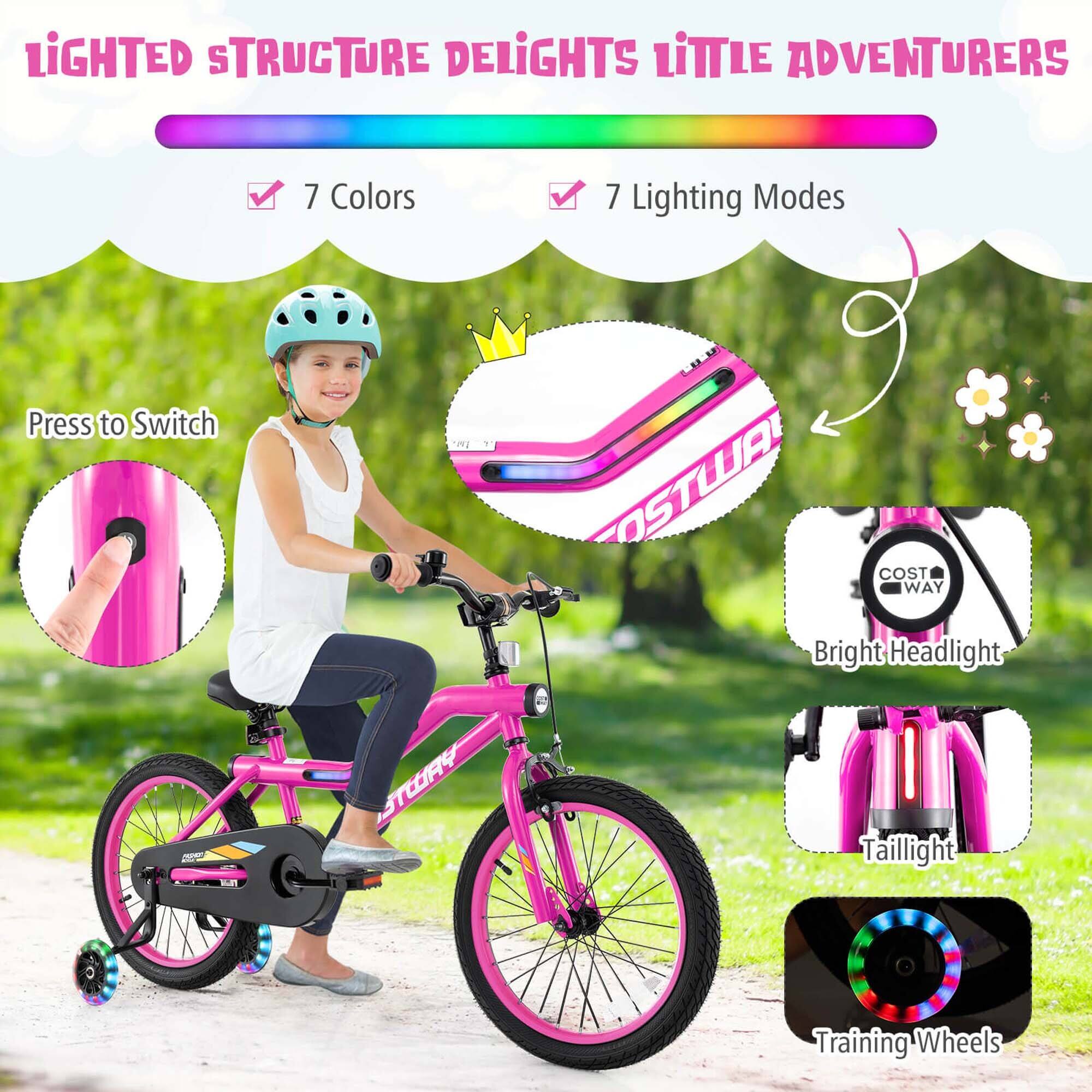 LIGHTED STRUCTURE DELIGHTS LITTLE ADVENTURERS

- 7 Colors
- 7 Lighting Modes

Press to Switch

Bright Headlight
Tailight
Training Wheels