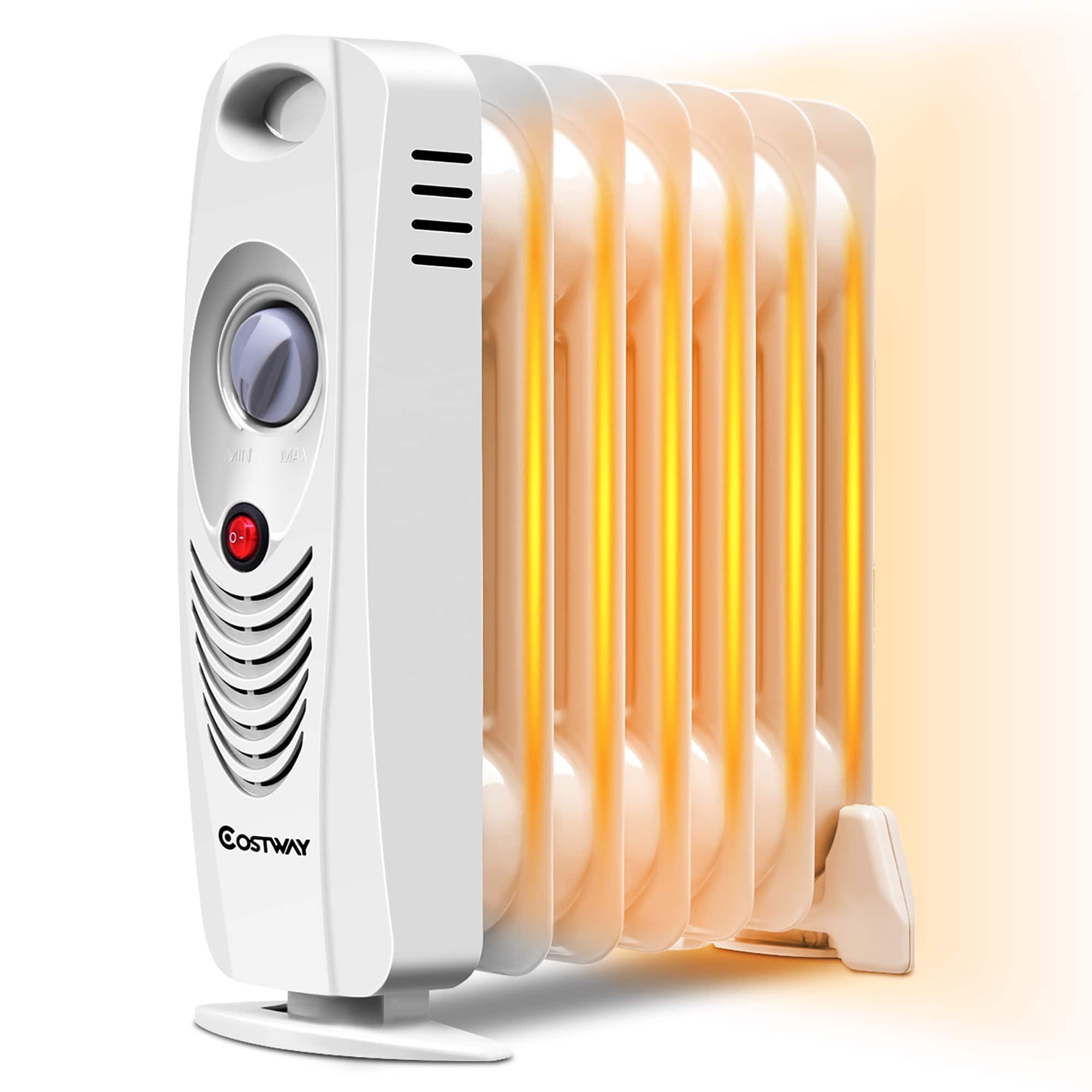 Costway - 700 W Portable Mini Electric Oil Filled Radiator Heater 7-Fin Thermostat Home - White
