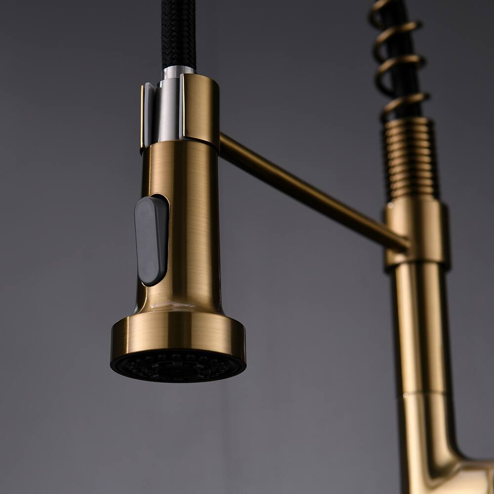 Alt View 1. Siljoy - Commercial Kitchen Faucet with Pull Down Sprayer, Single Handle Single Lever Kitchen Sink Faucet - Gold.
