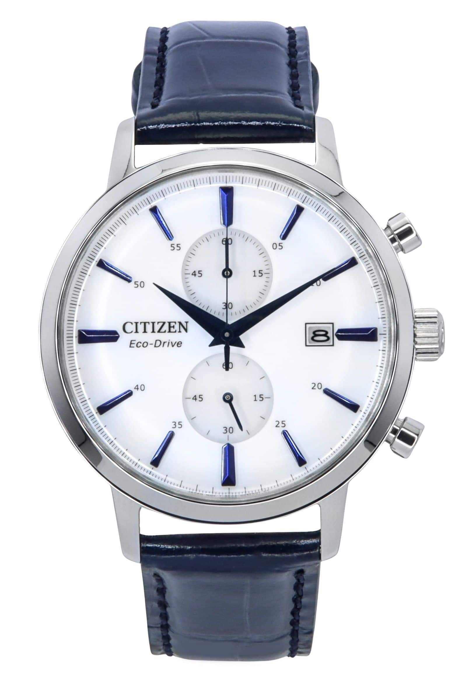 Citizen - Eco-Drive Chronograph Leather Strap Dial CA7069-16A Men's Watch - White