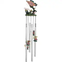 FC Design - 23' Long Round Top Butterfly Wind Chime Outdoor Patio or Garden Hanging Decoration - Multi-Color