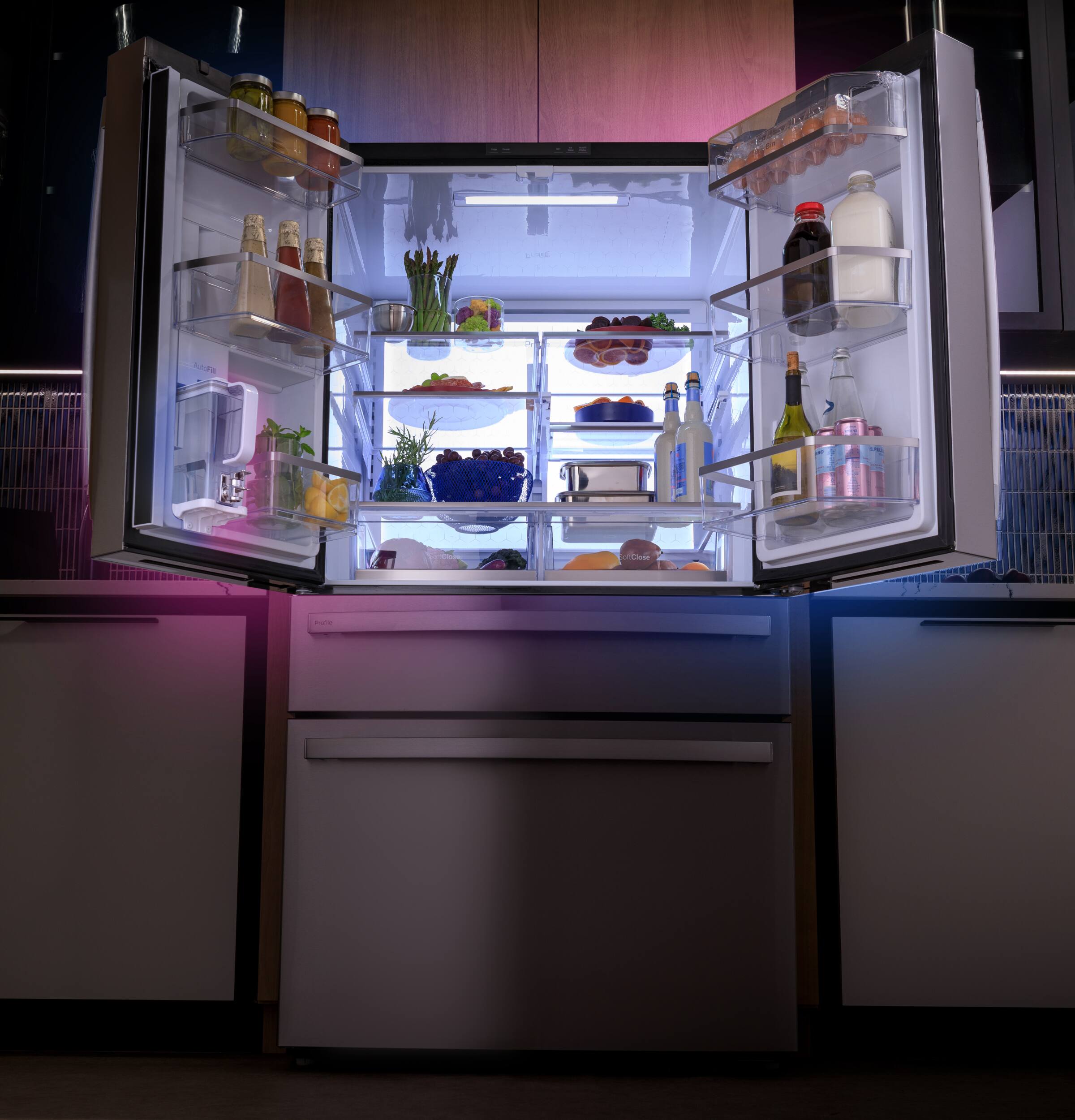 Alt View 13. GE Profile - 23.3 Cu. Ft. 4-Door French Door Counter-Depth Smart Refrigerator with Dual-Dispense Auto-Fill Pitcher & Door In Door - Stainless Steel.