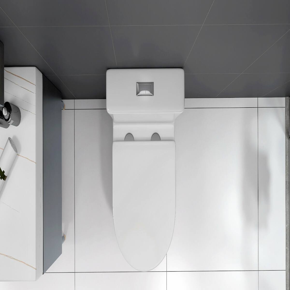 Alt View 2. Loheer - Loheer Compact One-Piece Toilet, 23 Inch Short Depth, White Dual Flush for Small Bathrooms - White.