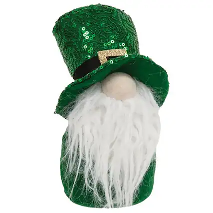 Front. BreeBe - St. Patrick's Day Sequin Leprechaun Gnome - Green.