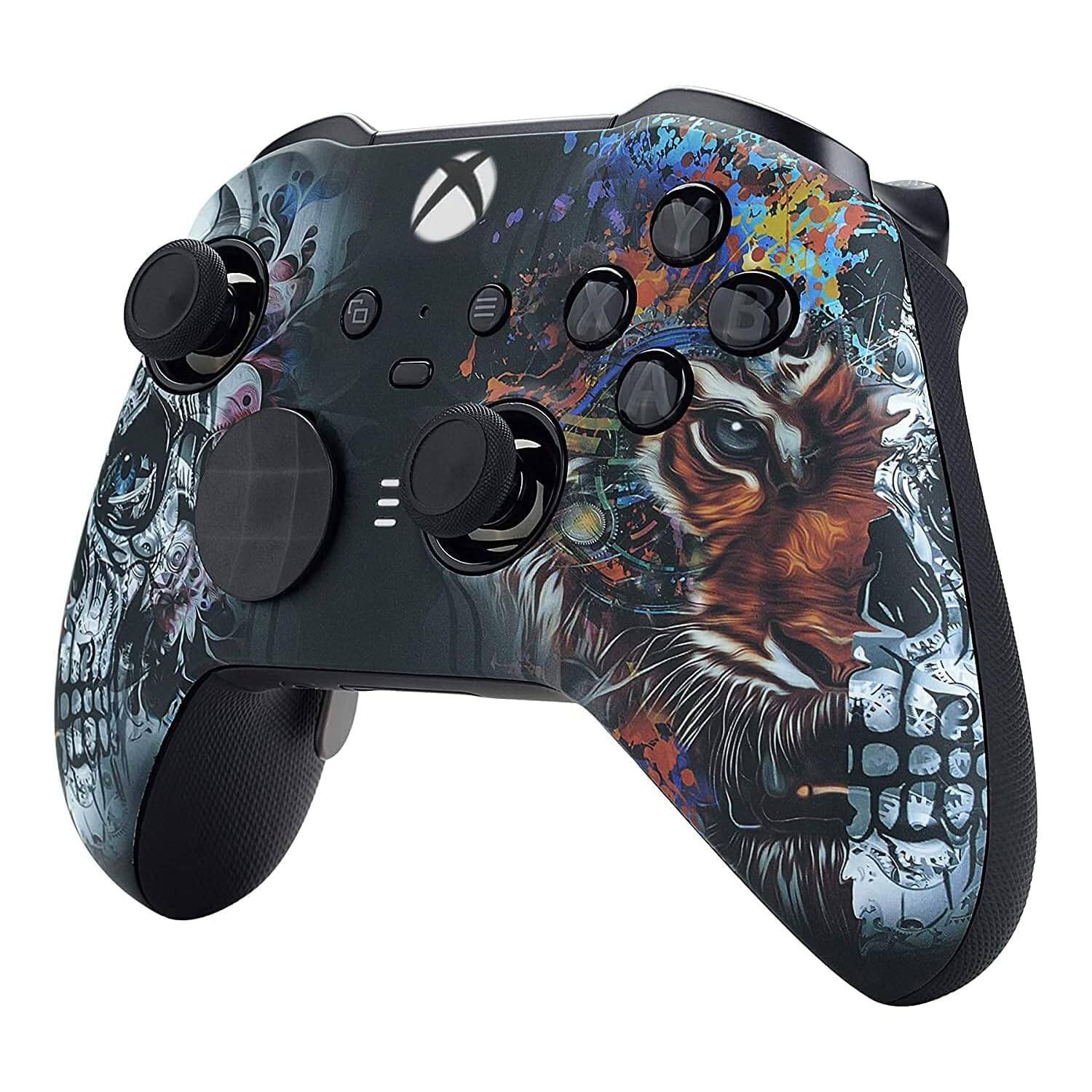 Angle. Custom Controllerzz - Custom Elite Series 2 Wireless Controller for Xbox Series X, Xbox Series S, Xbox One - Tiger Skull.