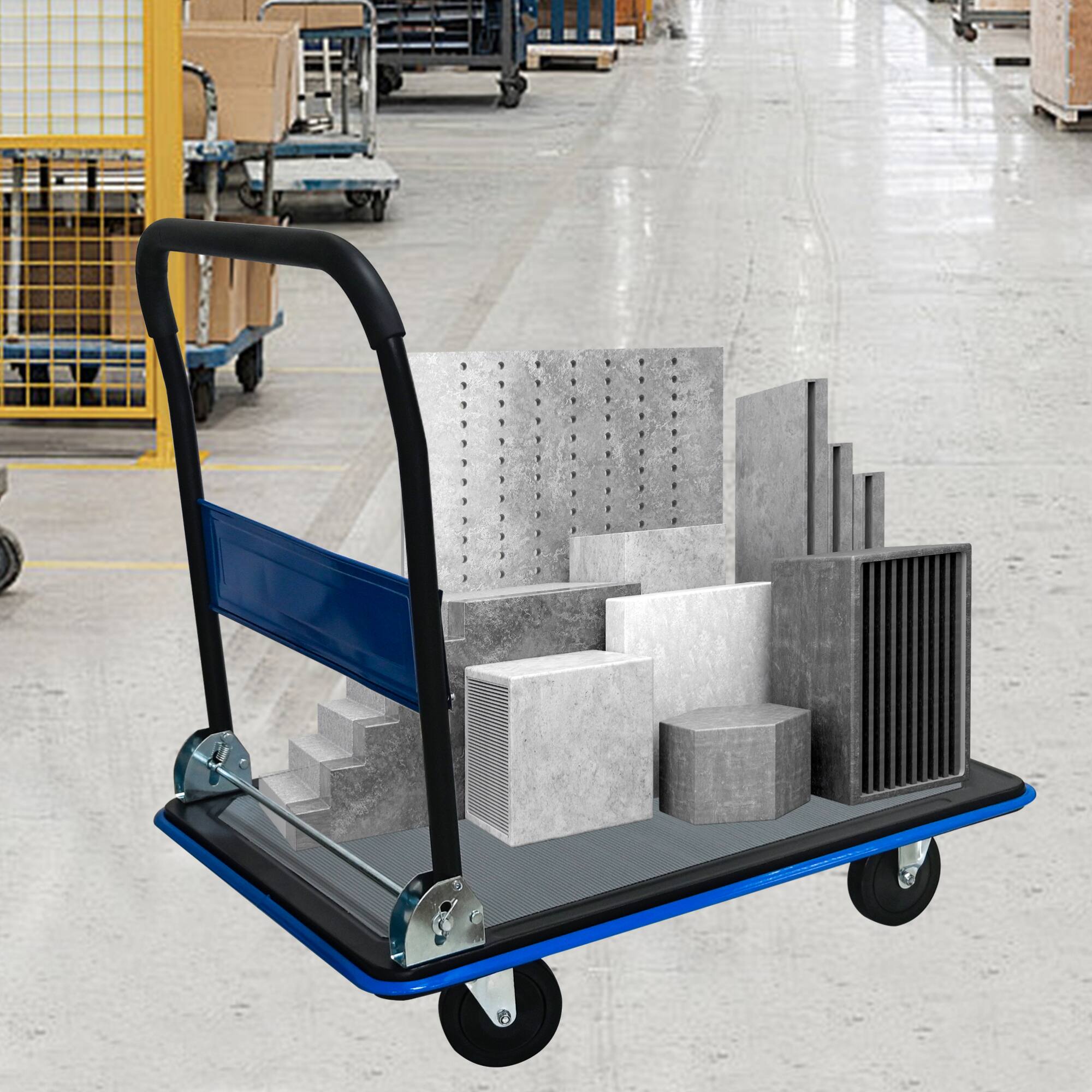 Alt View 5. ELEMENT ACE - Heavy Duty Foldable Platform Hand Truck with Swivel Wheels for Efficient Loading and Storage - Blue.