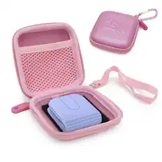 Front. CASEMATIX - Carrying Case for Logitech Mobi Fold Foldable Wireless Mouse – Pink Travel Case for Portable Bluetooth Mouse.