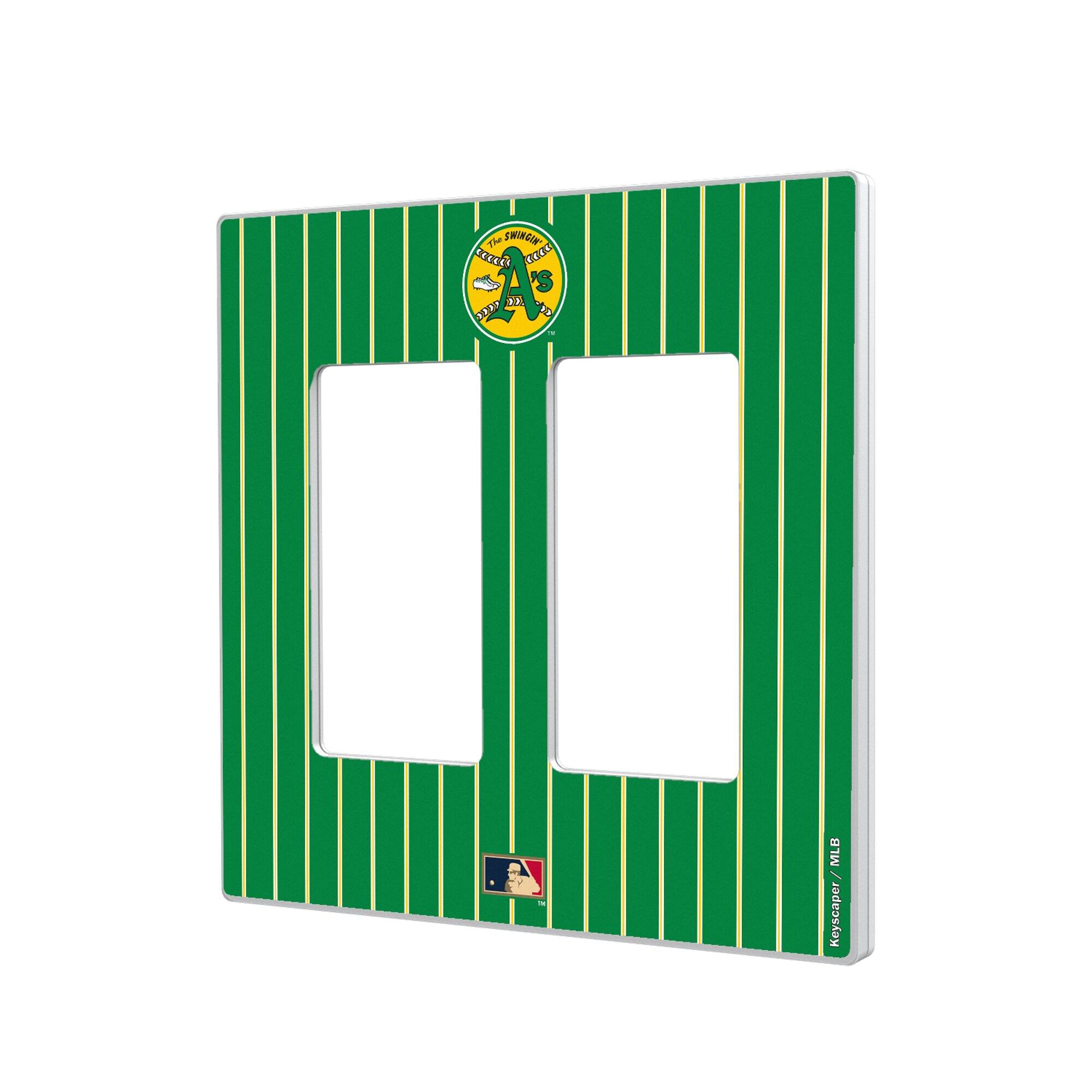 Keyscaper - Athletics 1971-1981 Cooperstown Pinstripe Double Rocker Light Switch Plate - Multicolor