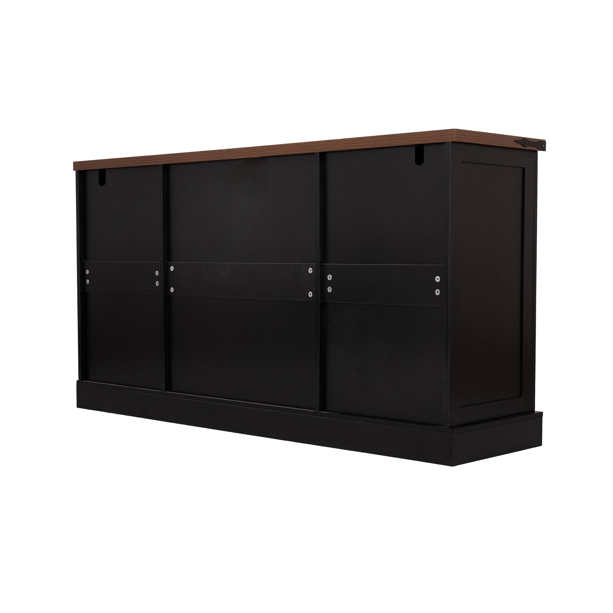 Alt View 3. Boyel Living - 63 Inch Farmhouse Barn Door Storage Cabinet with Drawers and Door Rack Black - Black.