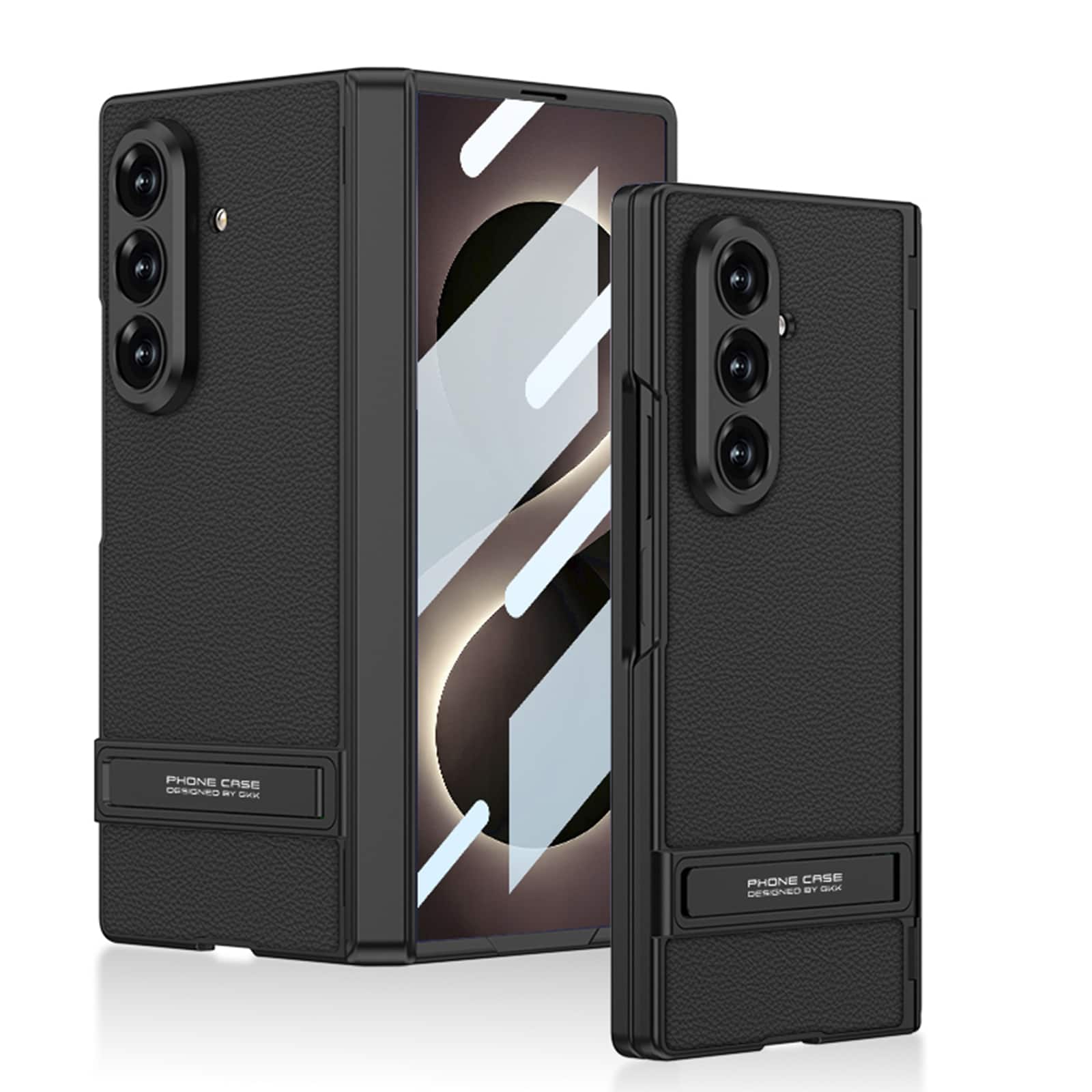 Dteck - Shockproof Leather Texture Case for Samsung Galaxy Z Fold8 Ultra with Stand, Rigid Plastic Cover Built in Screen Film - Black price history on PriceWatchPro