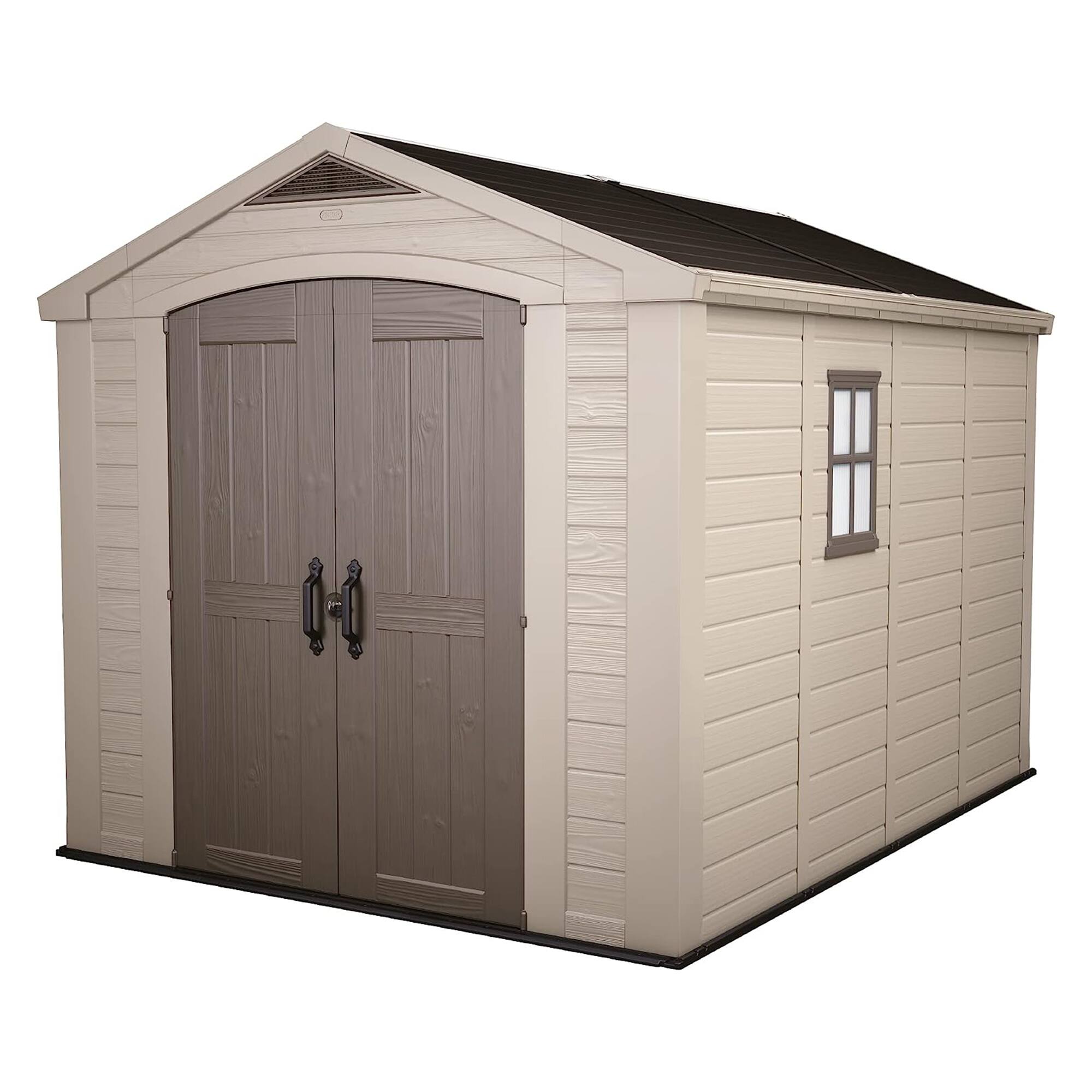Photos - Garden Furniture Keter 211203 Factor 8 x 11 All Weather Resistant Outdoor Storage Shed, Taupe - Taupe/Brown KET-211203