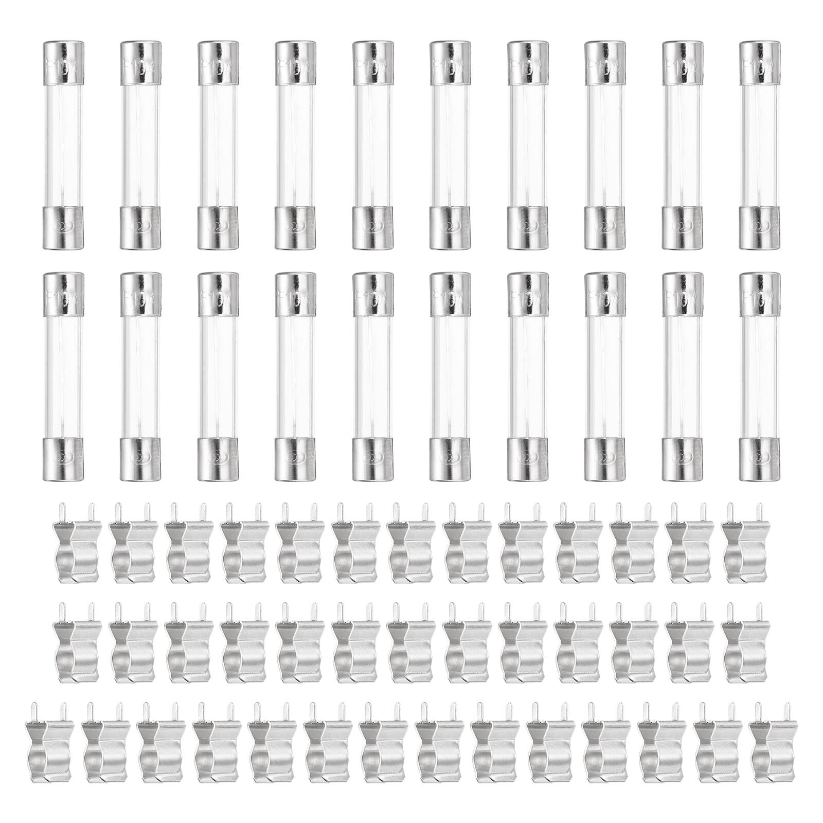 Unique Bargains - Glass Tube Fuses, 6x30mm 10A 250V Quick Fast Blow Glass Cartridge Tube Fuse with 50pcs Safety Clip 25pcs price history on PriceWatchPro