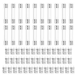 Unique Bargains - Glass Tube Fuses, 6x30mm 10A 250V Quick Fast Blow Glass Cartridge Tube Fuse with 50pcs Safety Clip 25pcs