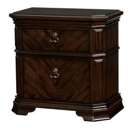 Manhattan Lane - Two Drawer Solid Wood Nightstand with Clipped Corner - Brown