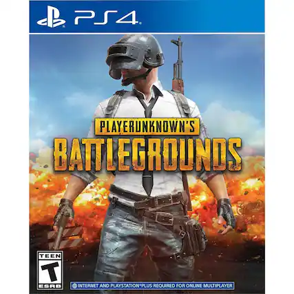 PS4 PLAYERUNKNOWN'S BATTLEGROUNDS
TEEN T ESRB
INTERNET AND PLAYSTATION®PLUS REQUIRED FOR ONLINE MULTIPLAYER - T (Teen 13+)