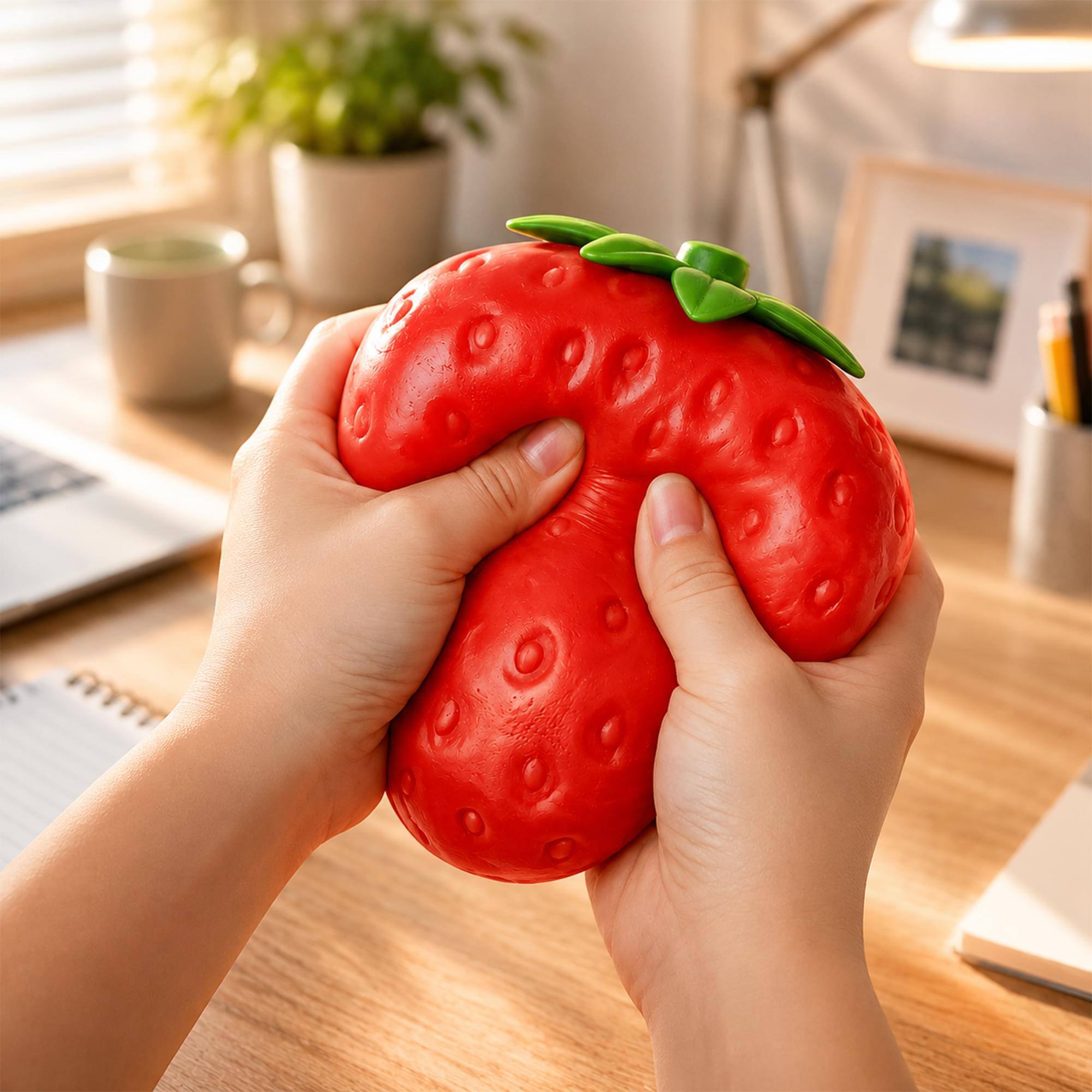 Alt View 10. Puka Creations - Giant Squishy Strawberry 5.5-Inch Squeeze Toy - Red.