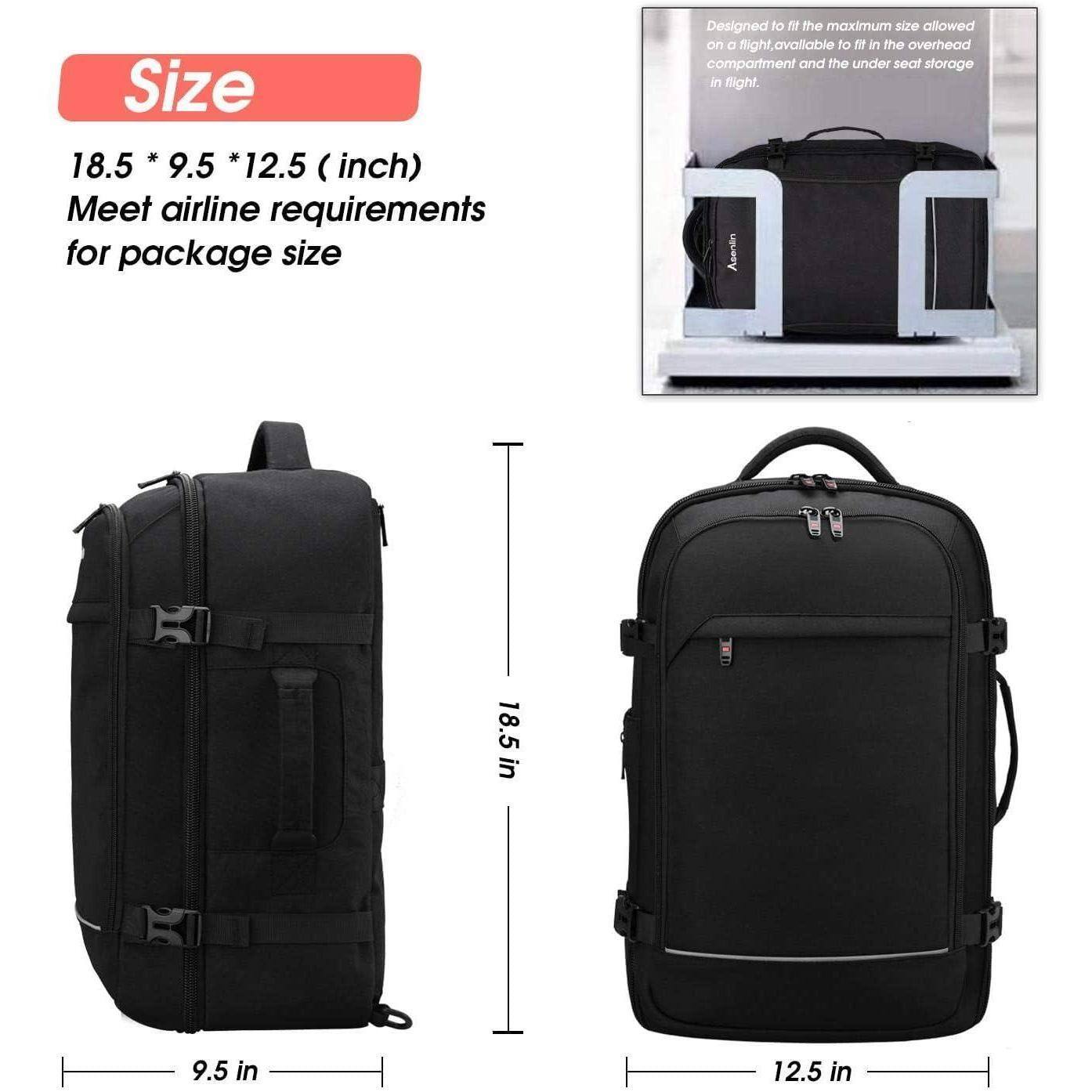 Left. Stamp n Camp - 40l Travel Backpack For Women Men 17 Inch Laptop Flight Approved Luggage Carry On Water Resistant Computer Weekender - Black（backpack With 3 Packing Cubes）-17-inch.