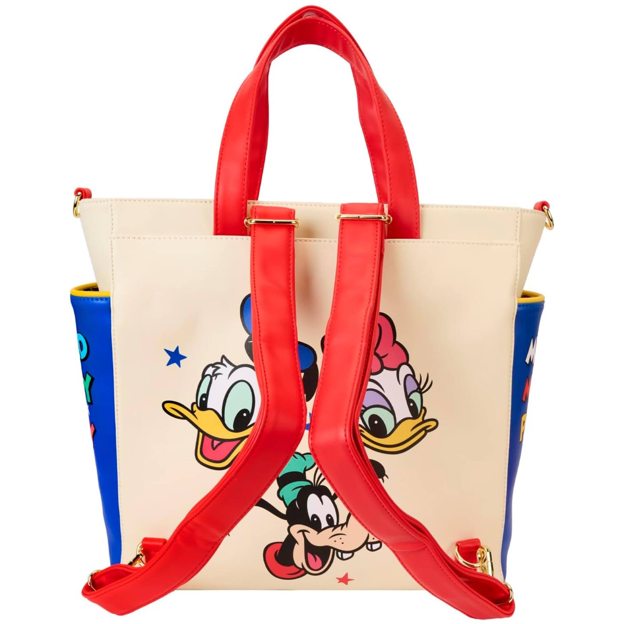 Alt View 3. LoungeFly - Loungefly Disney Mickey and Friends Retro Convertible Backpack & Tote Bag - Off-White.