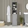 Emma + Oliver - Modern Freestanding Linen Tower with Shelves and Magnetic Close Door - Gray