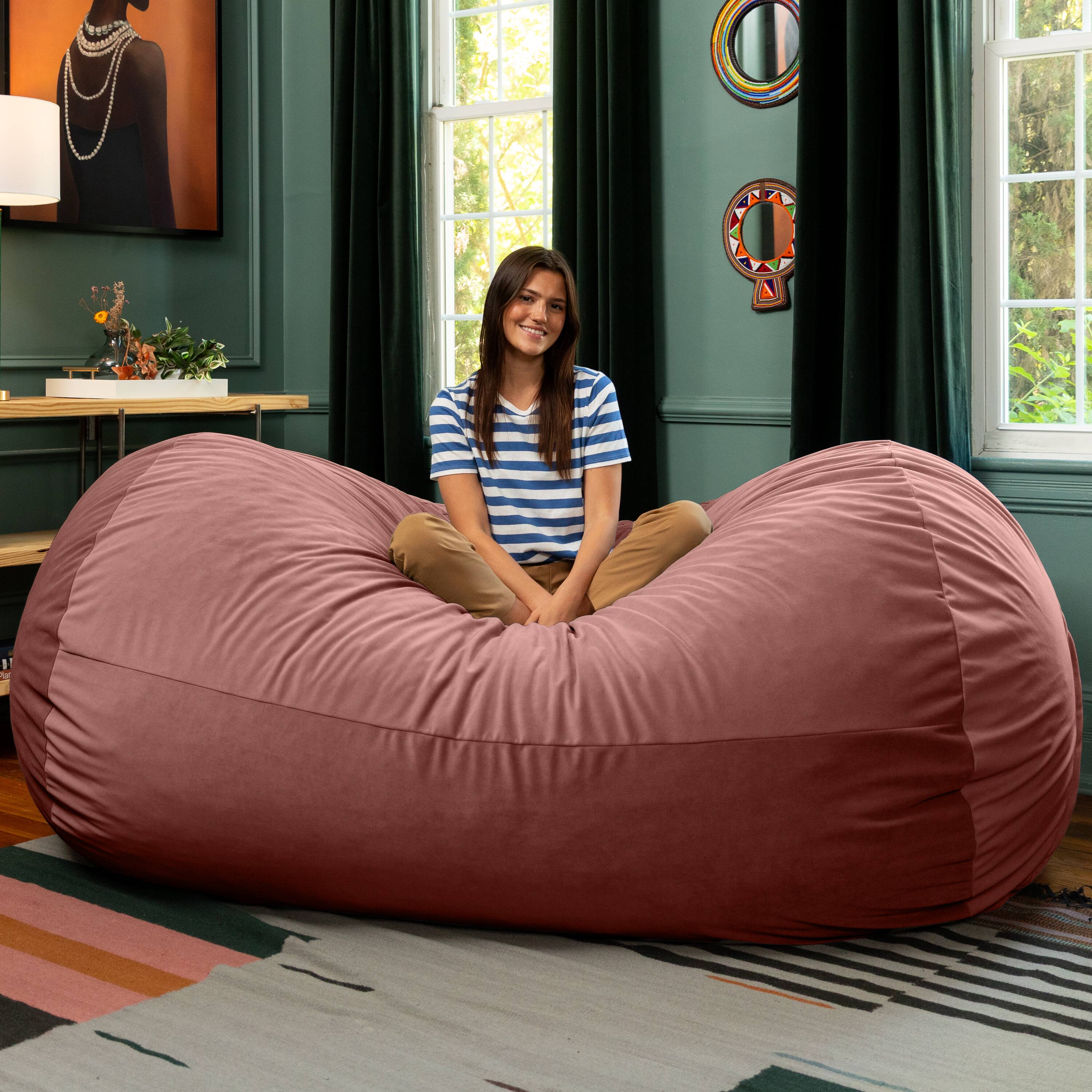 Back. Jaxx - Jaxx Grand Lounger 7 Foot Bean Bag Sofa -Lush Velvet Mauve - Lush Velvet Mauve.