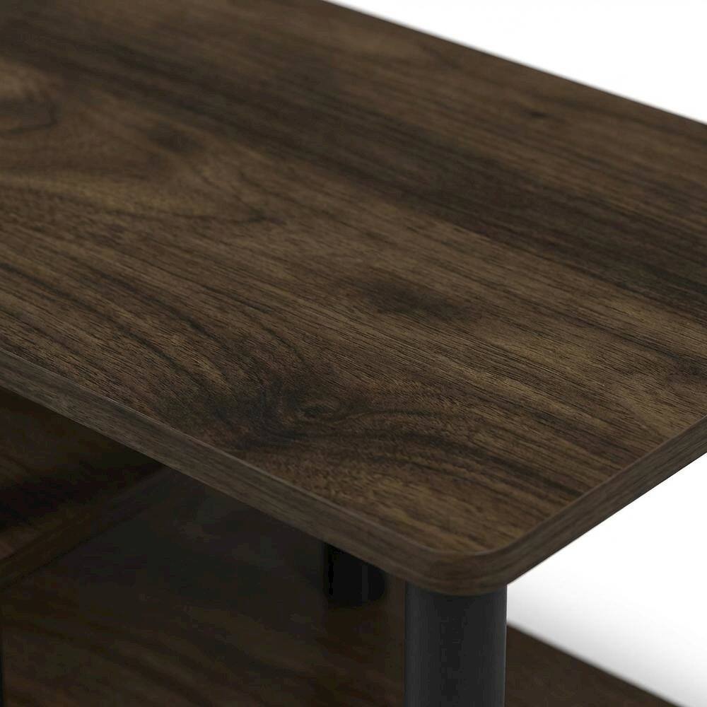 Alt View 4. FurniFact - Walnut/Black TV Stand with 3-Tier Open Shelves and Modern Design - White.