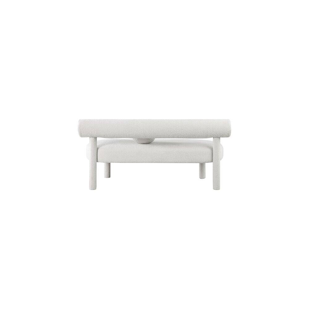 Angle. Meridian Furniture - Parlor Cream Boucle Fabric Bench - Cream Boucle Fabric.