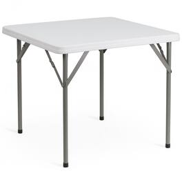 Emma + Oliver - 34.25" Square Plastic Folding Table - Granite White