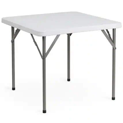 Front. Emma + Oliver - 34.25" Square Plastic Folding Table - Granite White.