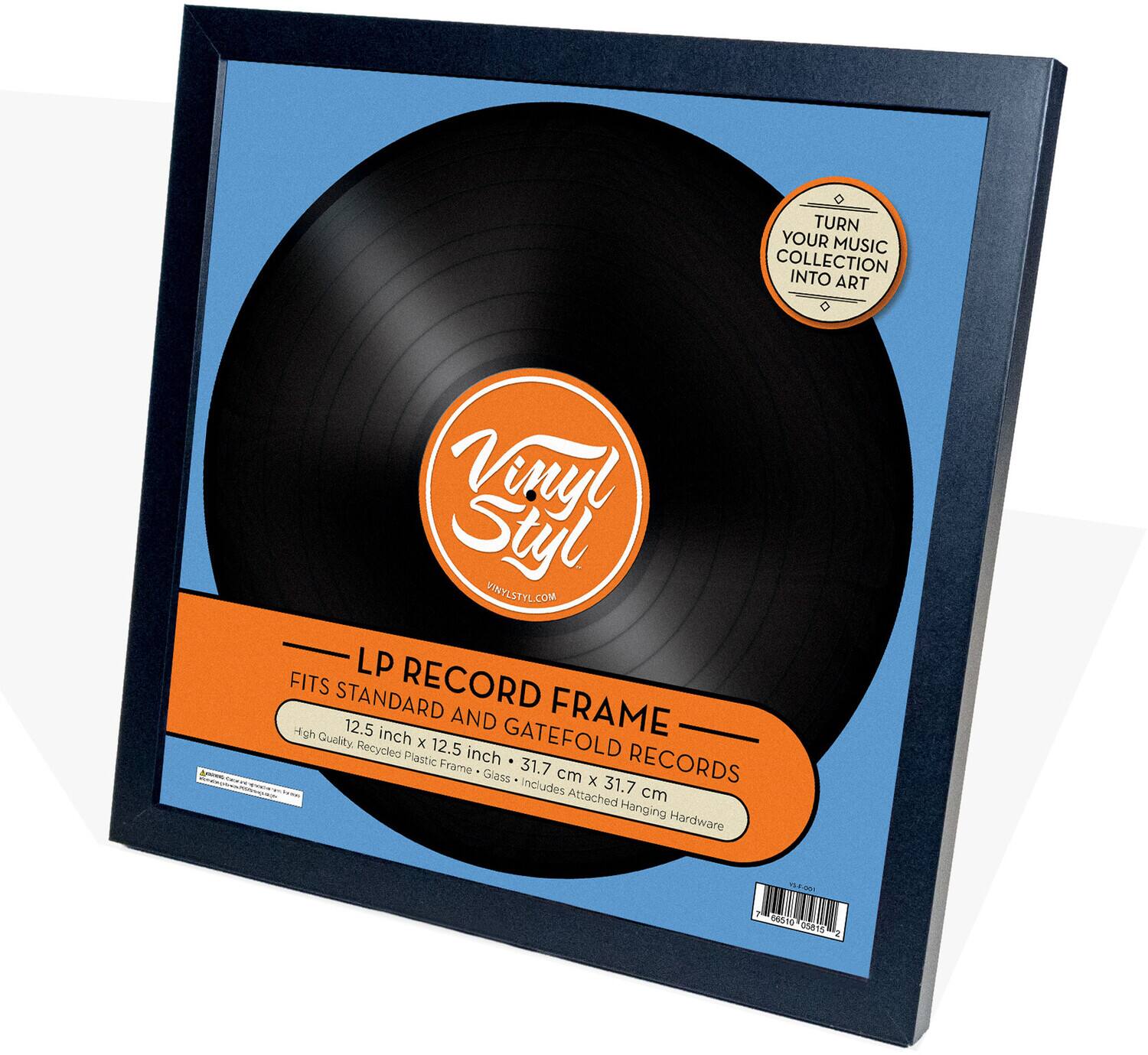 TURN YOUR MUSIC COLLECTION INTO ART

Vinyl Styl  
VINYLSTYL.COM

LP RECORD FRAME  
FITS STANDARD AND GATEFOLD RECORDS  
12.5 inch x 12.5 inch x 31.7 cm  
High Quality Recycled Plastic Frame • Glass • Includes Attached Hanging Hardware

TURN YOUR MUSIC COLLECTION INTO ART