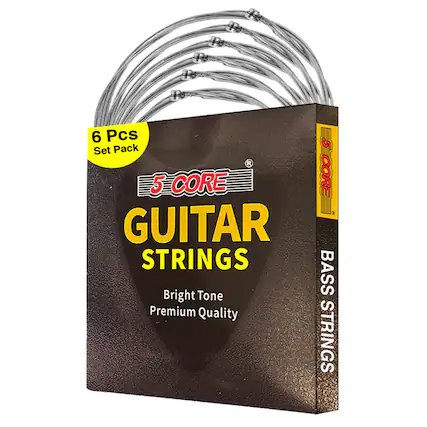 6 Pcs Set Pack
5 CORE GUITAR STRINGS
Bright Tone Premium Quality
BASS STRINGS