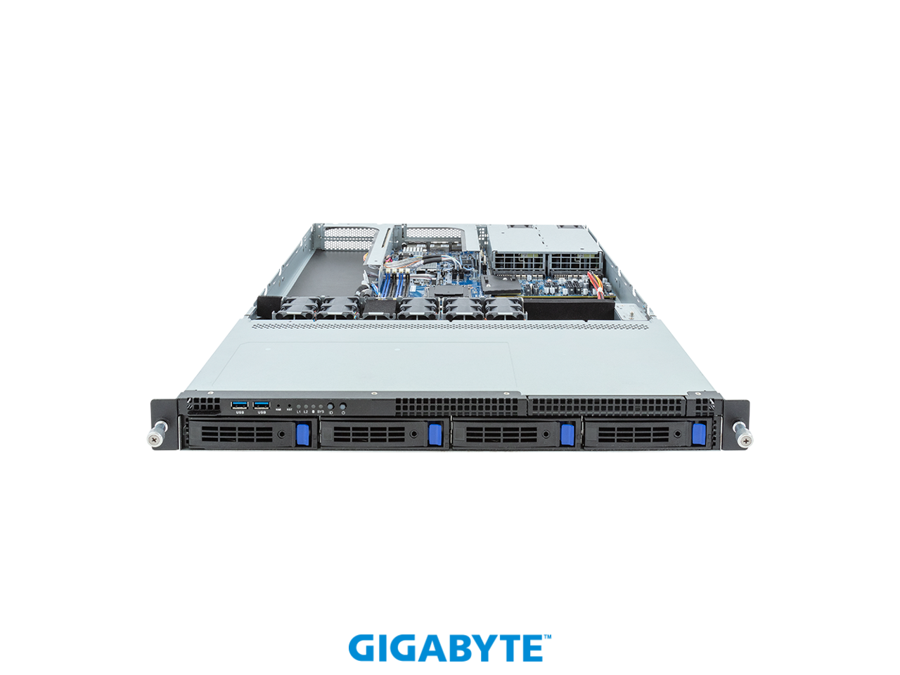 Alt View 1. GIGABYTE - GIGABYTE |R133-C13-AAB1 Rack Server - AMD EPYC™ 4005/4004 & Ryzen™ 9000/7000 - 1U UP 1 x PCIe Gen5 GPU Platinum.