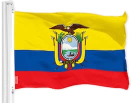 G128 - Ecuadorian Flag 3x5 ft, Printed 150D Polyester Indoor/Outdoor with Brass Grommets - Assorted Colors