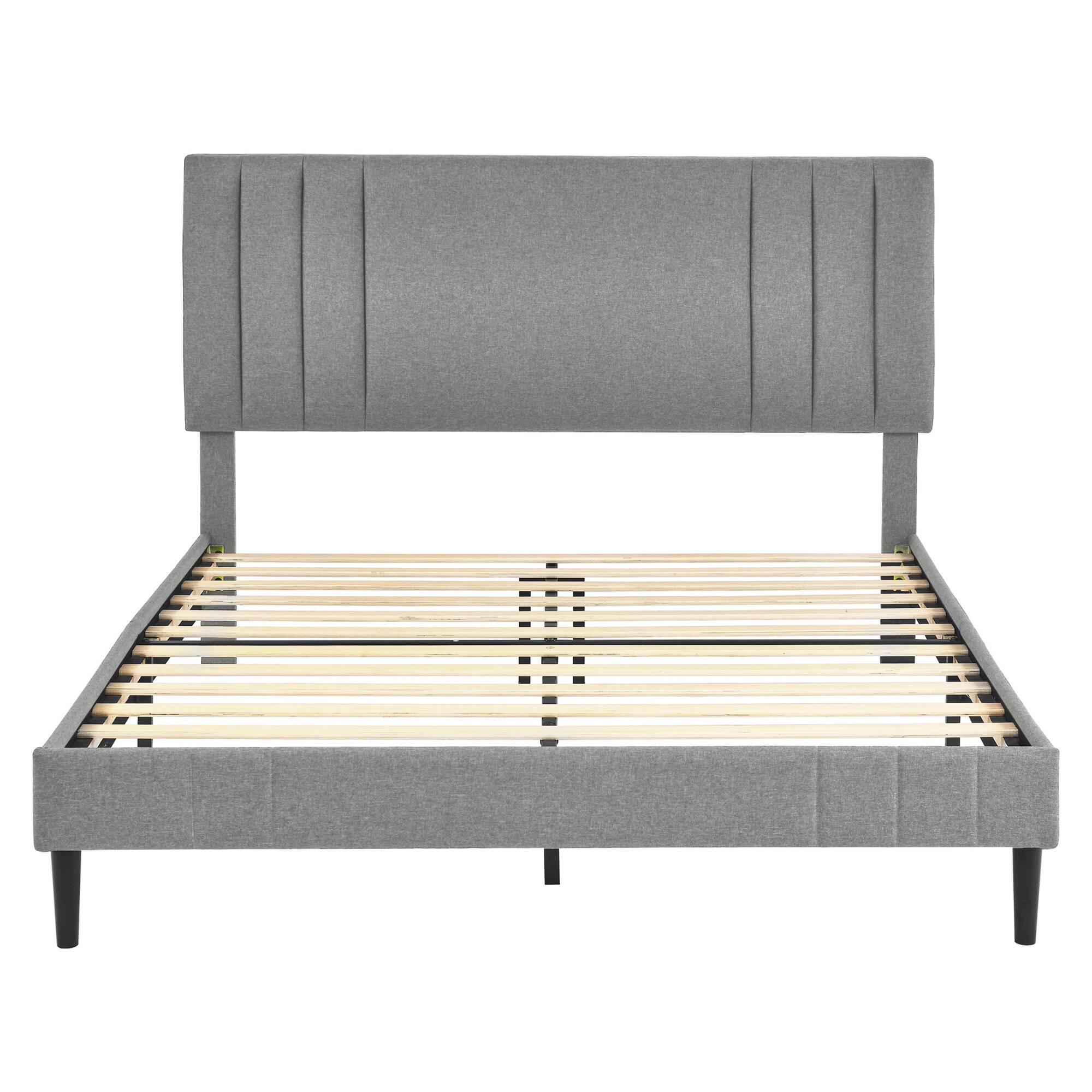 Alt View 8. Decoro - DeCoro Chicago Modern Tufted Upholstered Platform Full Size Bed Frame, Full,Grey - Grey.