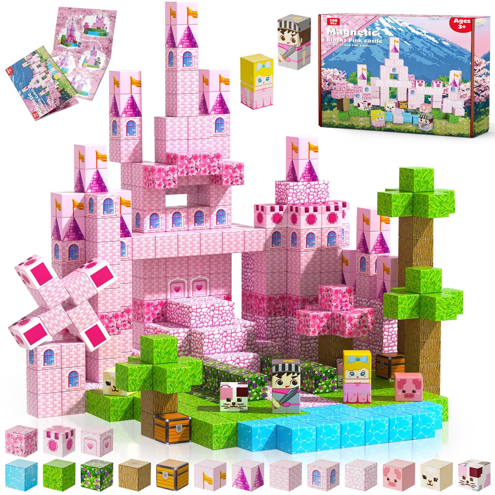Leash Valley - Magnetic Blocks- Building Blocks Set Stem Learning Toys For Ages - Princess Castle