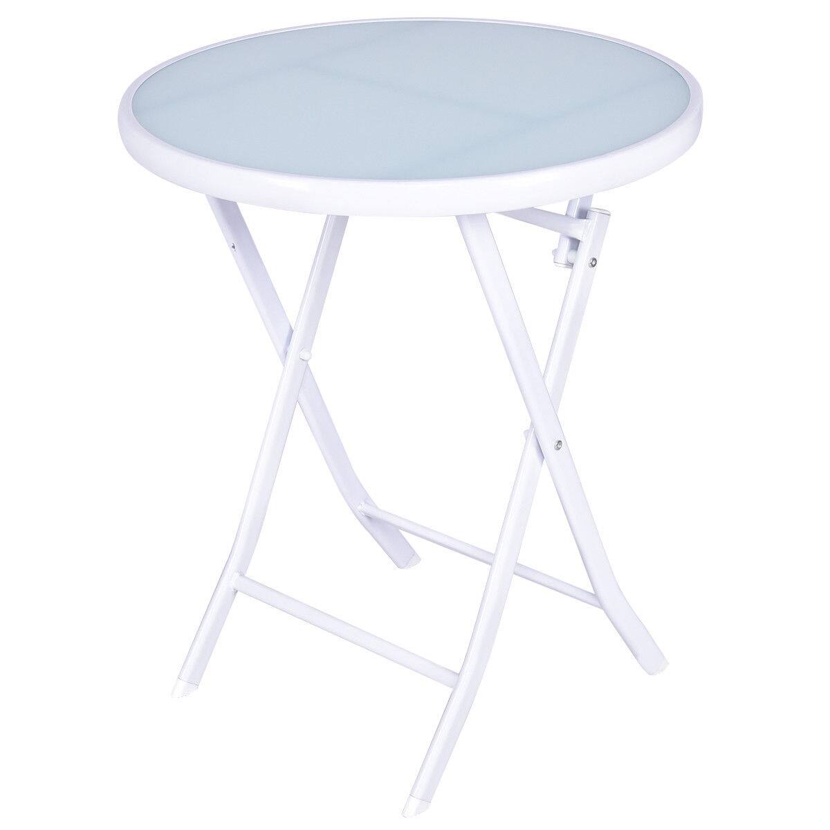 Alt View 4. Costway - Costway 3 PCS Folding Bistro Table Chairs Set Garden Backyard Patio Furniture - White.