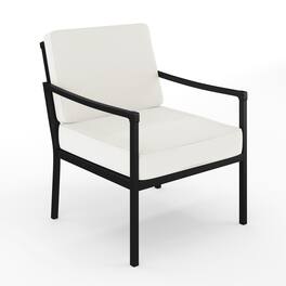 Martha Stewart - Lily Pond All-Weather Steel Frame Patio Chairs with Cushions - Set of 2 - Cream Cushions/Black Frame