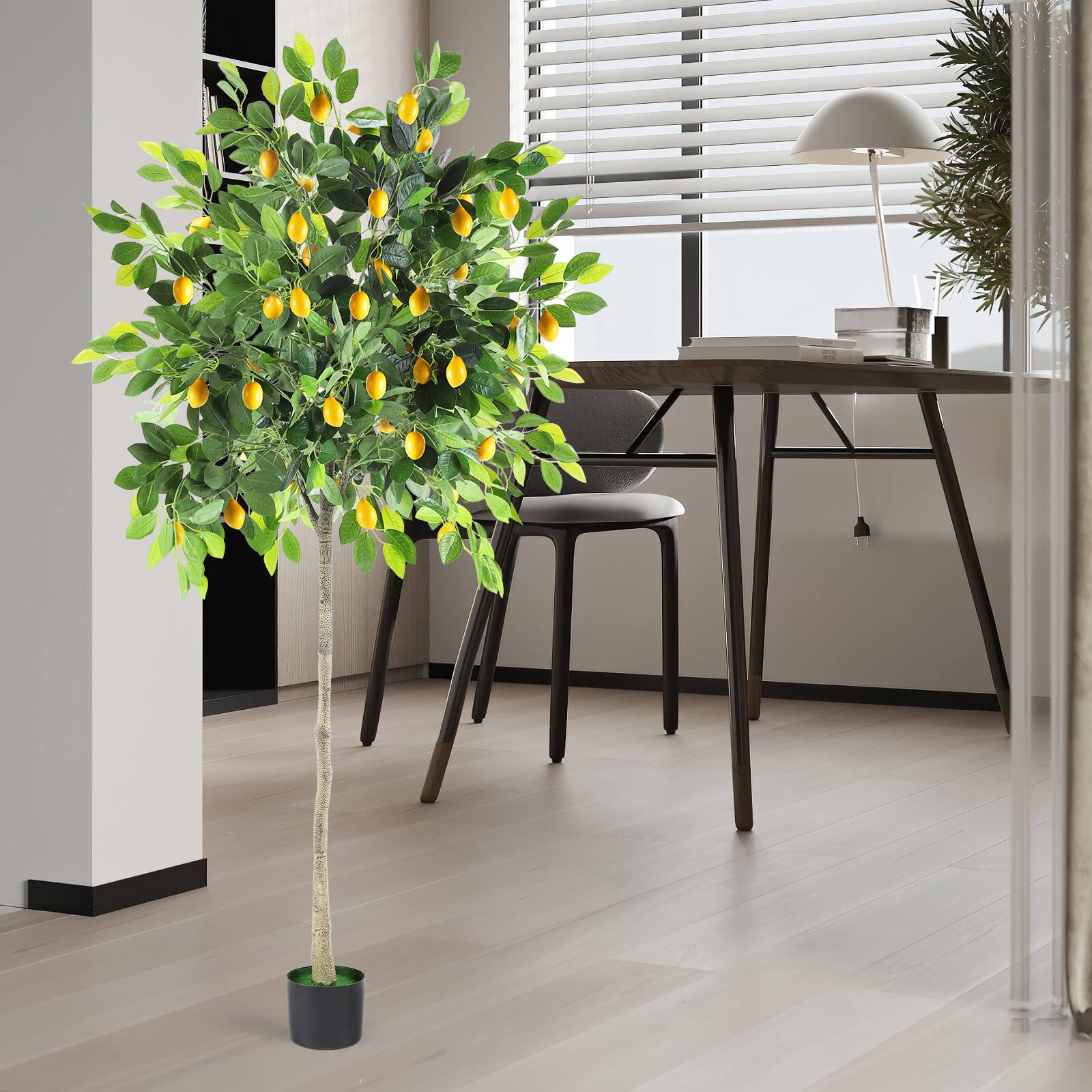 Alt View 1. Oumilen - 70.8in Artificial Lemon Tree, 1.8M Faux Lemon Plant with Lifelike Fruits & Leaves in Pot for Indoor Home Decor - Green,Yellow.